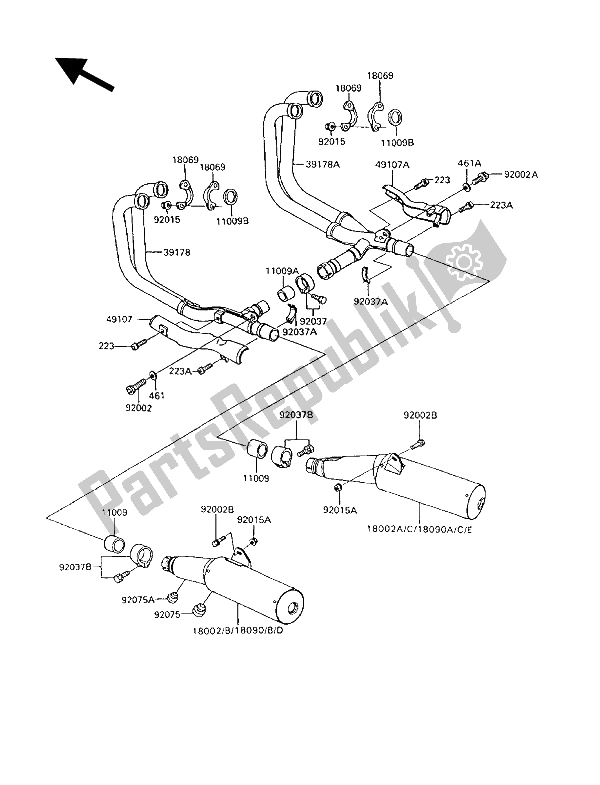 All parts for the Muffler(s) of the Kawasaki 1000 GTR 1994