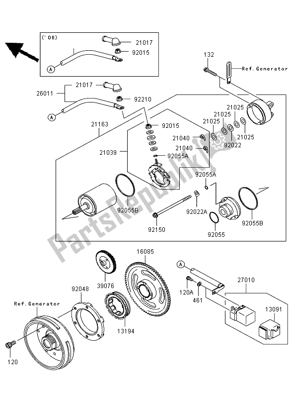 Tutte le parti per il Motorino Di Avviamento del Kawasaki KVF 650 4X4 2008