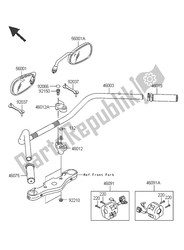 Toutes les pièces pour le Guidon du Kawasaki VN 1600 Classic 2005