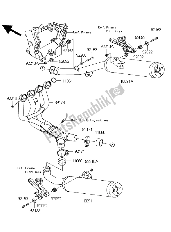 Toutes les pièces pour le Silencieux du Kawasaki ZZR 1400 ABS 2009