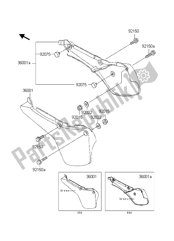 Tutte le parti per il Coperture Laterali del Kawasaki KX 60 1998