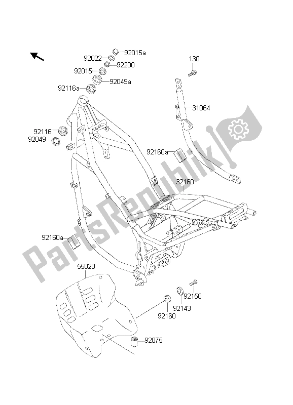 Alle onderdelen voor de Kader van de Kawasaki KLE 500 2002