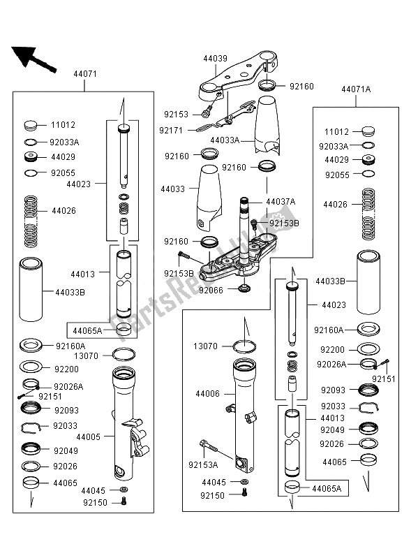 Todas las partes para Horquilla Delantera (jkavn2b17a015508) de Kawasaki VN 900 Classic 2007