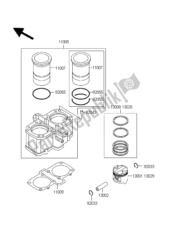 All parts for the Cylinder & Piston(s) of the Kawasaki KLE 500 1995