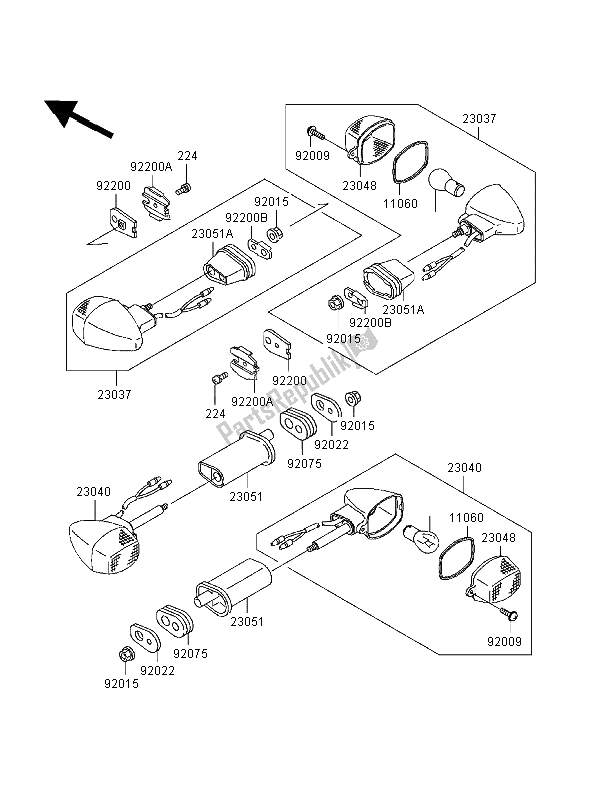 All parts for the Turn Signals of the Kawasaki Ninja ZX 6R 600 1998