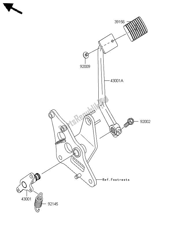 All parts for the Brake Pedal of the Kawasaki VN 900 Custom 2012