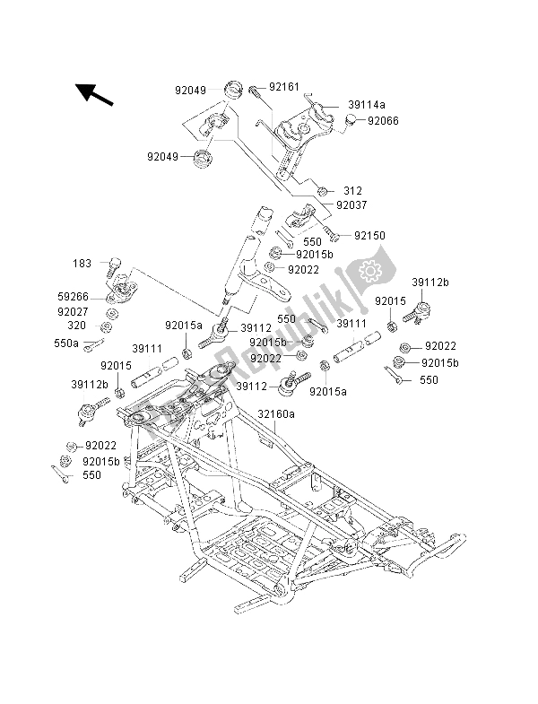 Tutte le parti per il Telaio del Kawasaki KVF 400 2001