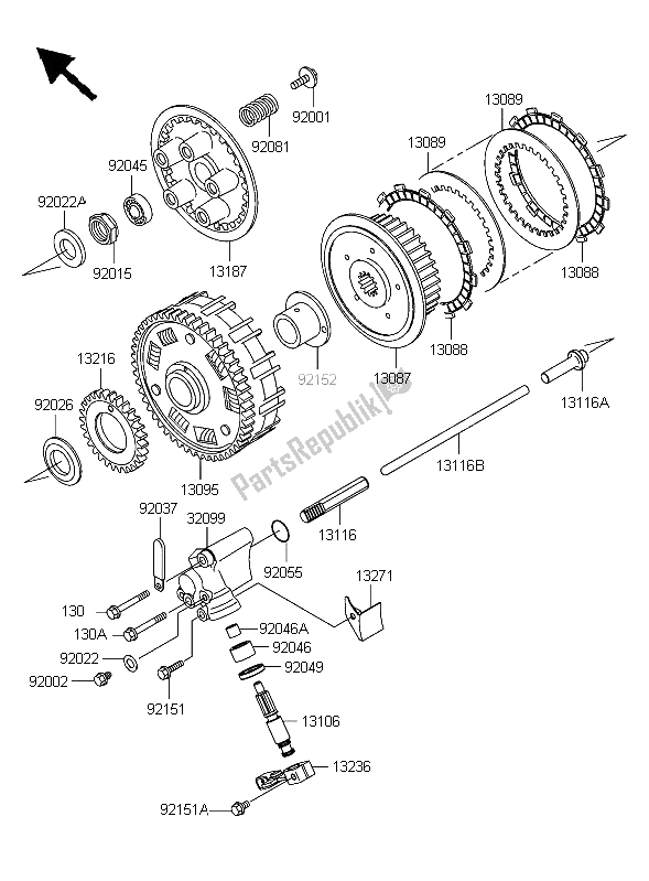 All parts for the Clutch of the Kawasaki W 650 2006