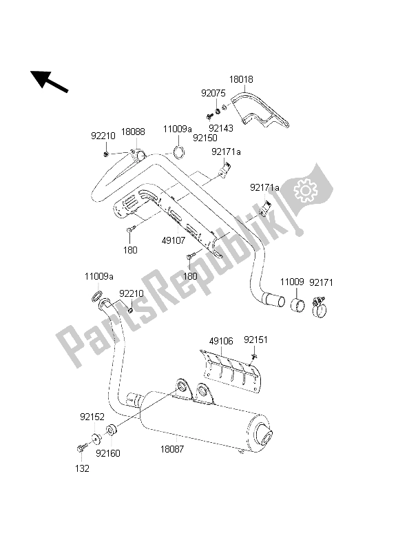 Tutte le parti per il Silenziatore del Kawasaki KVF 650 2002