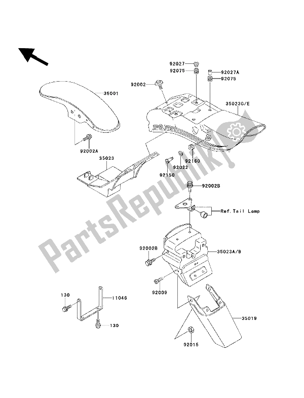 Tutte le parti per il Parafango del Kawasaki EN 500 1993