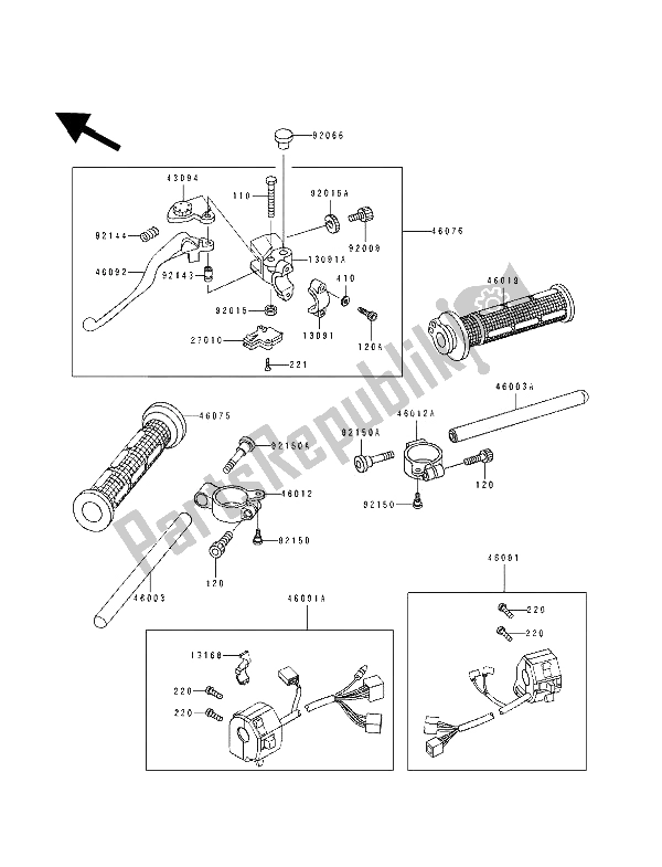 All parts for the Handlebar of the Kawasaki ZXR 400 1993