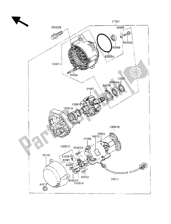 All parts for the Generator of the Kawasaki ZZ R 1100 1991