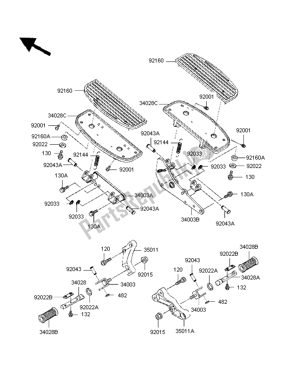 All parts for the Footrests of the Kawasaki VN 1500 Classic 1997