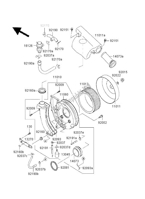 All parts for the Air Cleaner of the Kawasaki VN 800 Classic 2003