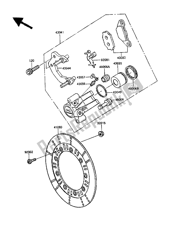 Tutte le parti per il Freno Anteriore del Kawasaki KLR 250 1989