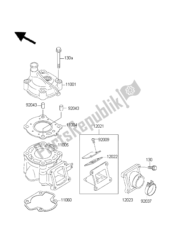 Tutte le parti per il Testata del Kawasaki KX 60 2003