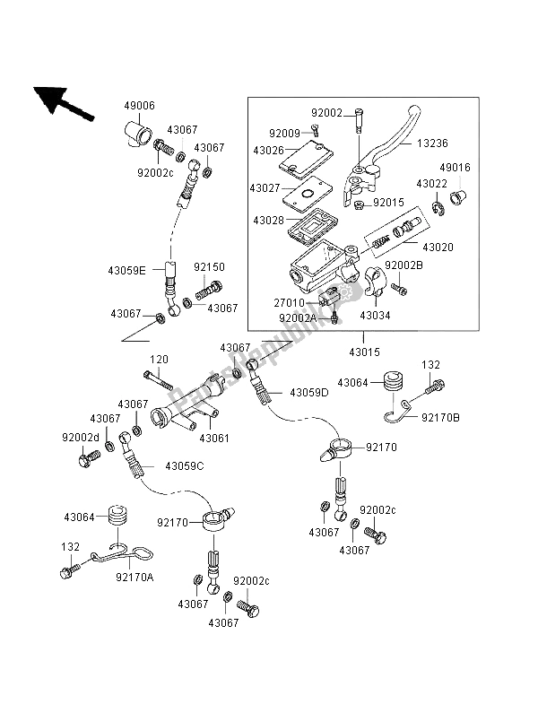 Tutte le parti per il Pompa Freno Anteriore del Kawasaki Zephyr 750 1997