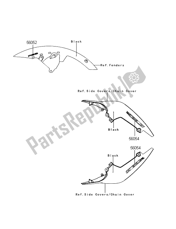 All parts for the Decals (black) of the Kawasaki Z 750R ABS 2012