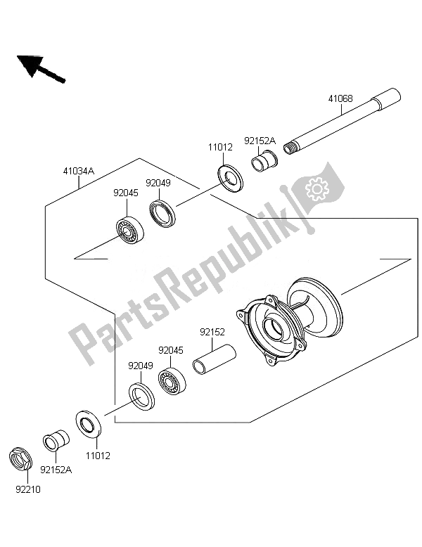 All parts for the Front Hub of the Kawasaki KX 250 2007