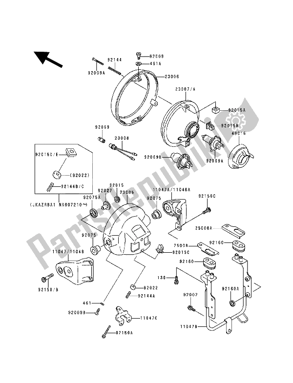 Todas las partes para Faro (s) de Kawasaki Zephyr 1100 1994