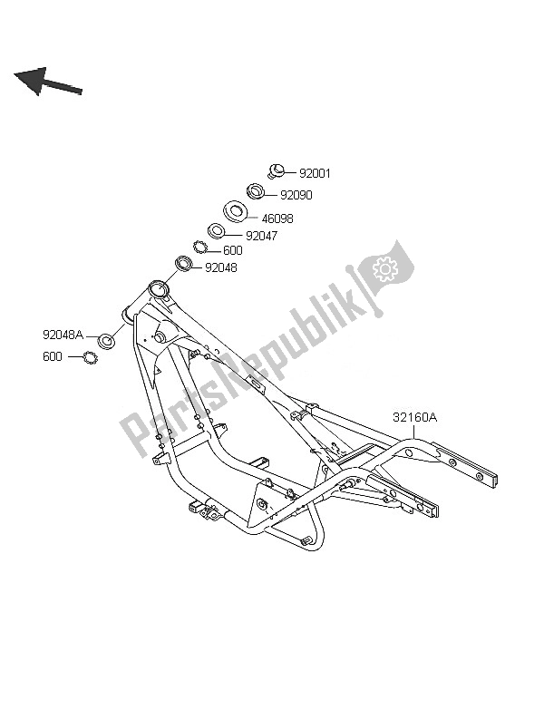 All parts for the Frame of the Kawasaki Eliminator 125 2005