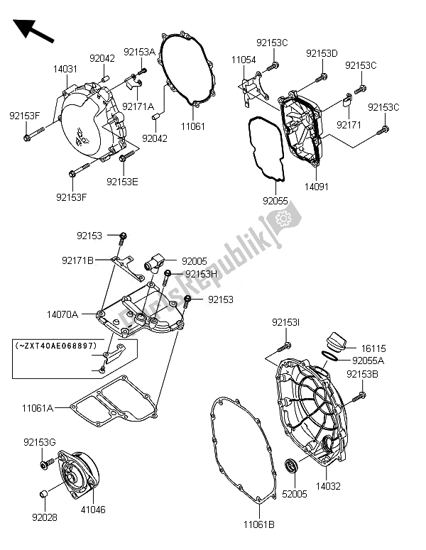 Alle onderdelen voor de Motorkap (pen) van de Kawasaki 1400 GTR ABS 2014
