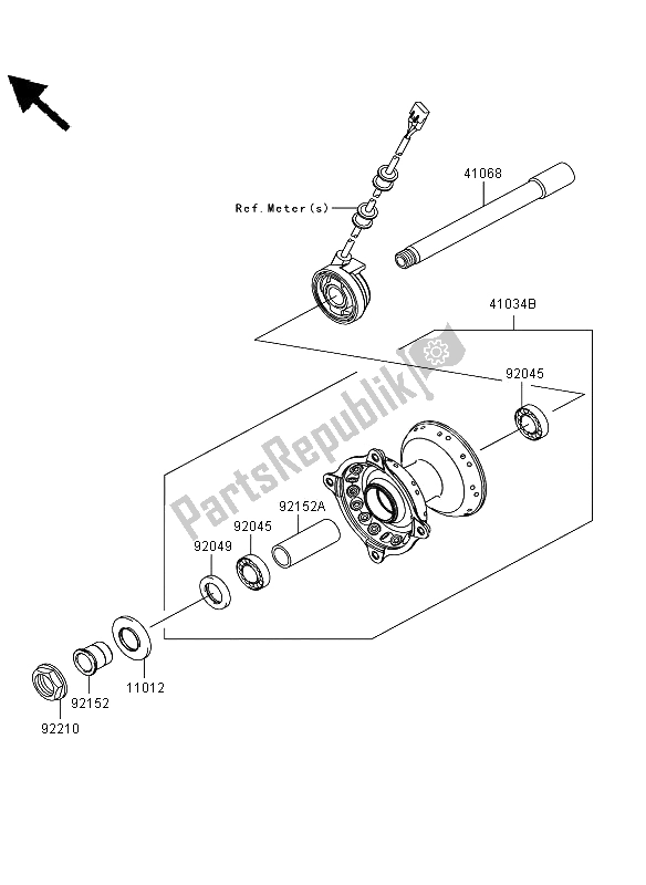 All parts for the Front Hub of the Kawasaki KLX 450R 2012