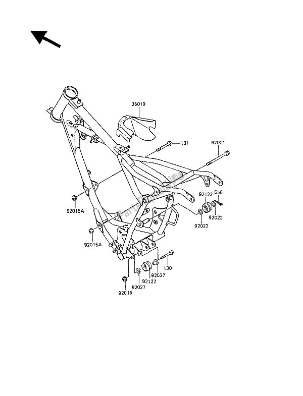 All parts for the Frame Fittings of the Kawasaki KX 60 1989