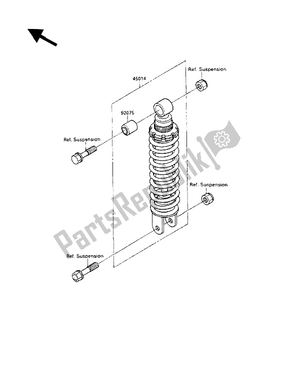 Alle onderdelen voor de Schok Absorbeerders) van de Kawasaki GPZ 500S 1987