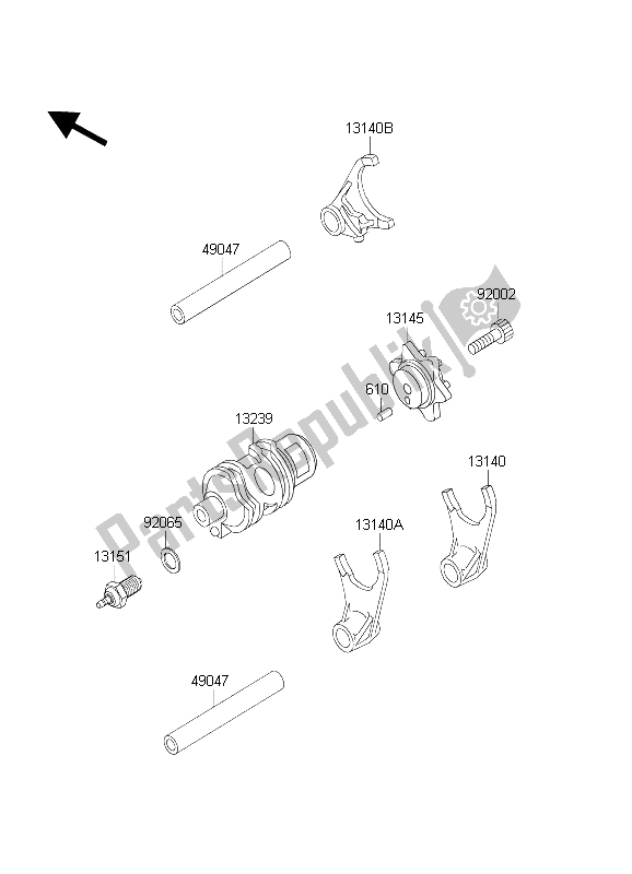 All parts for the Gear Change Drum & Shift Fork(s) of the Kawasaki KLR 650C 2003