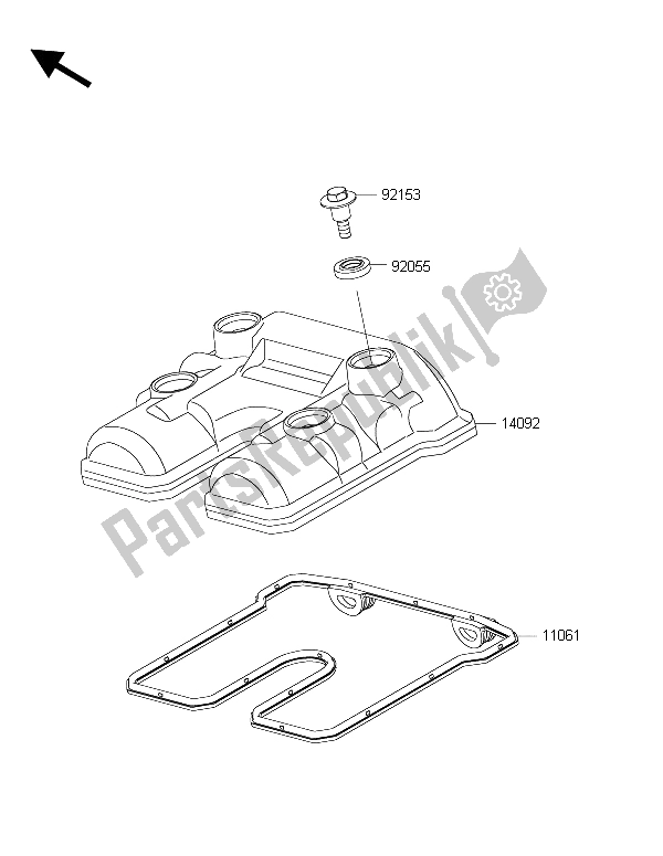 All parts for the Cylinder Head Cover of the Kawasaki Ninja 250 SL 2015