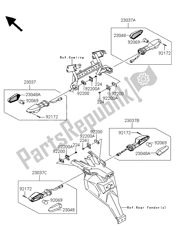 Tutte le parti per il Indicatori Di Direzione del Kawasaki Versys 650 2013