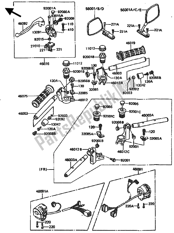 Todas as partes de Guidão do Kawasaki GPZ 1100 1985