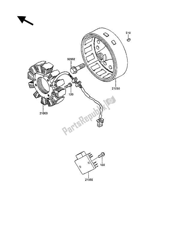 Alle onderdelen voor de Generator van de Kawasaki KLR 250 1991