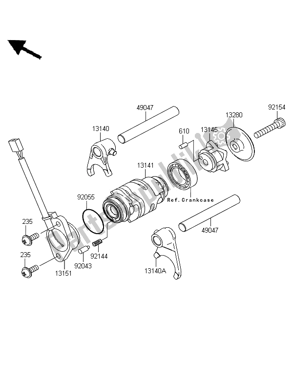 Tutte le parti per il Tamburo Cambio E Forcella Del Cambio del Kawasaki KLX 110 2013