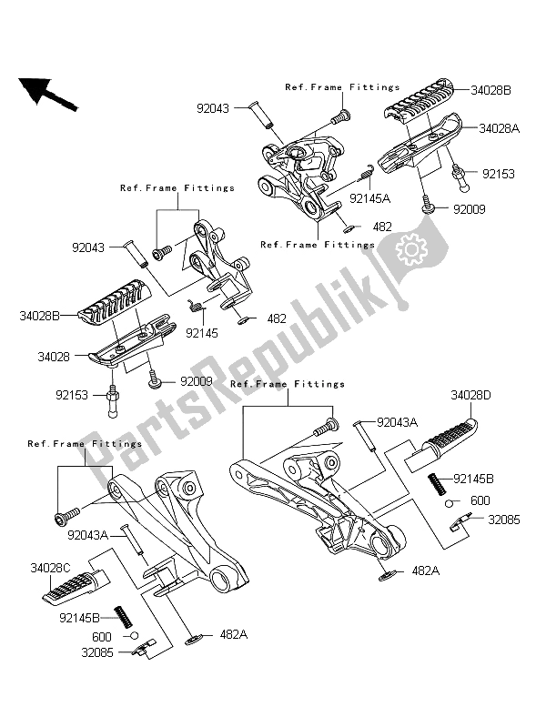 Tutte le parti per il Poggiapiedi del Kawasaki ZZR 1400 ABS 2008