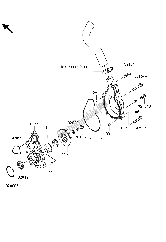 Toutes les pièces pour le Pompe à Eau du Kawasaki ER 6N ABS 650 2013