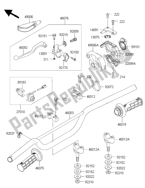 All parts for the Handlebar of the Kawasaki KX 85 LW 2015