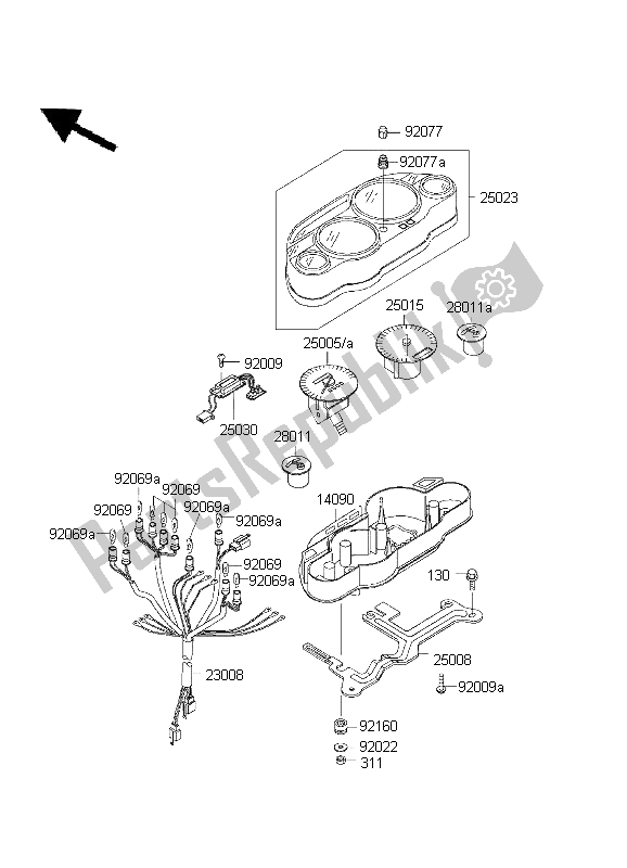 All parts for the Meter of the Kawasaki ZZ R 600 1999