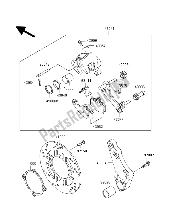 All parts for the Rear Brake of the Kawasaki Zephyr 550 1997