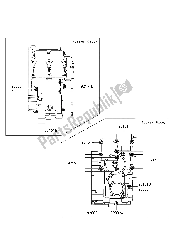 All parts for the Crankcase Bolt Pattern of the Kawasaki Ninja 250R 2009