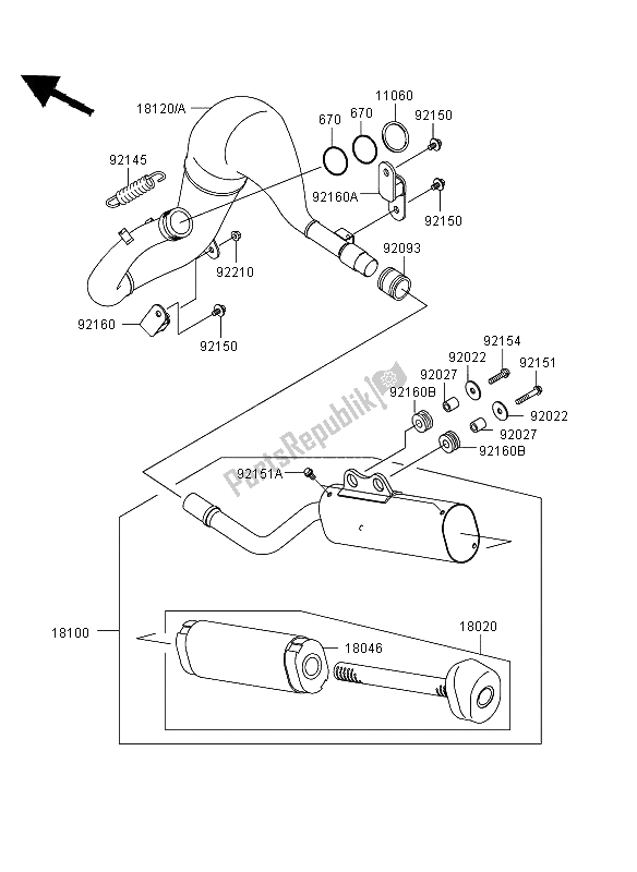 All parts for the Muffler of the Kawasaki KX 65 2013