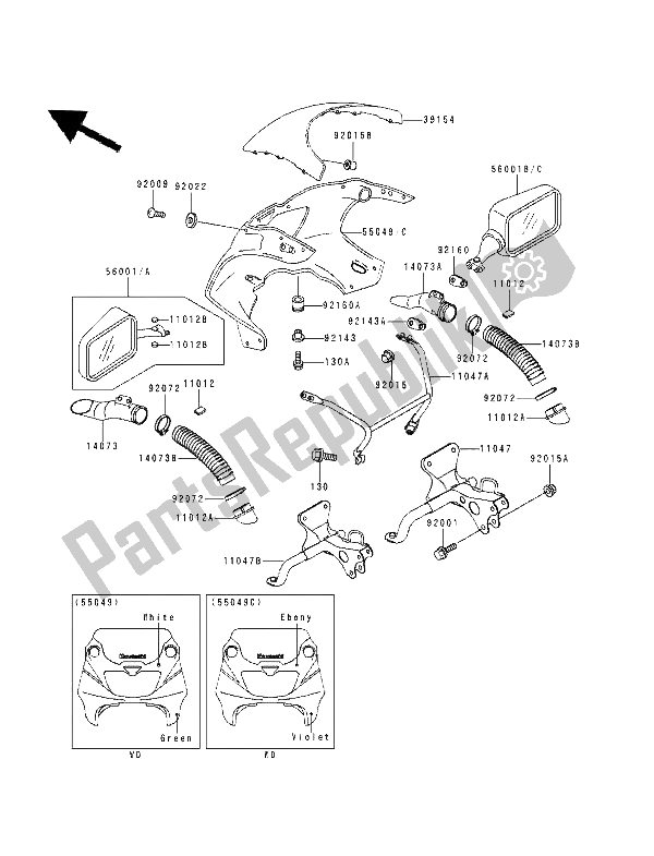 All parts for the Cowling of the Kawasaki ZXR 400 1994