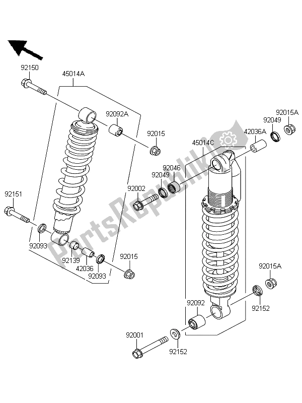 Wszystkie części do Amortyzator Kawasaki KFX 700 KSV 700A6F 2006