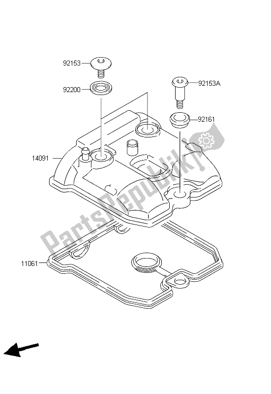 All parts for the Cylinder Head Cover of the Kawasaki KFX 400 2004