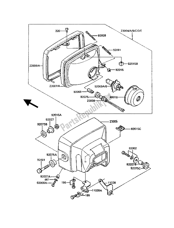 All parts for the Headlight(s) of the Kawasaki GT 550 1987