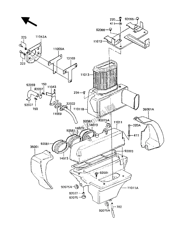 Tutte le parti per il Filtro Dell'aria del Kawasaki Z 1300 1988