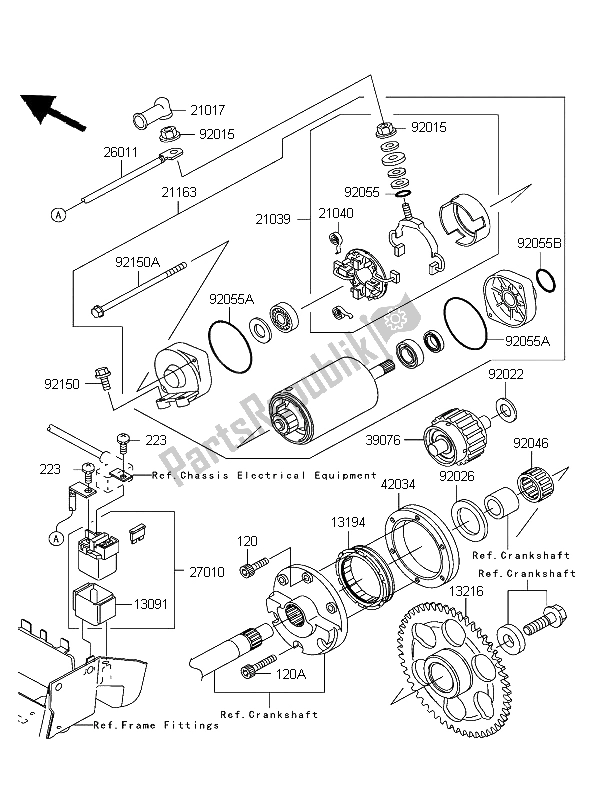 Toutes les pièces pour le Démarreur du Kawasaki VN 1600 Mean Streak 2004