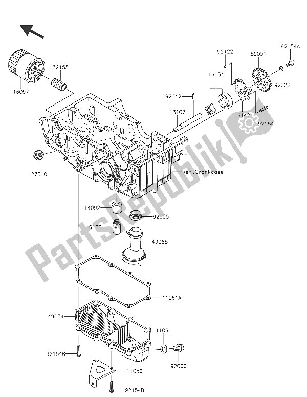 All parts for the Oil Pump of the Kawasaki Z 300 ABS 2016