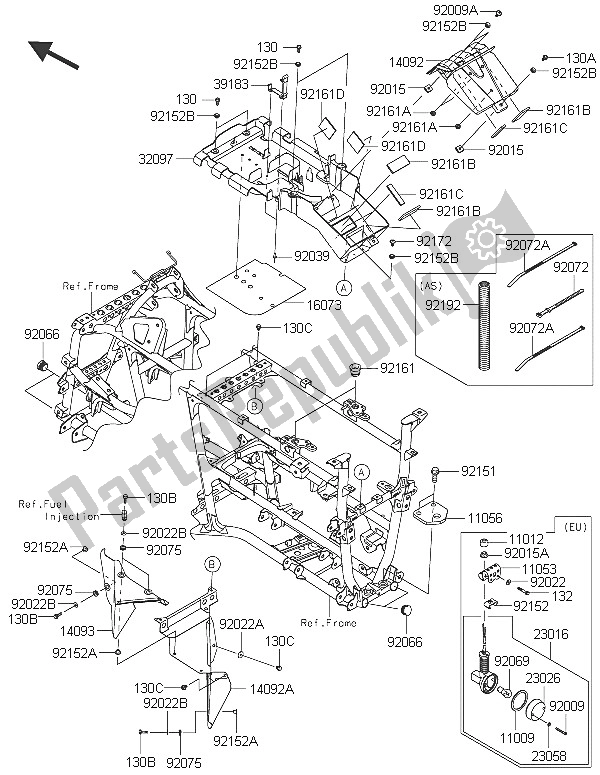 All parts for the Frame Fittings of the Kawasaki Brute Force 750 4X4I EPS 2016